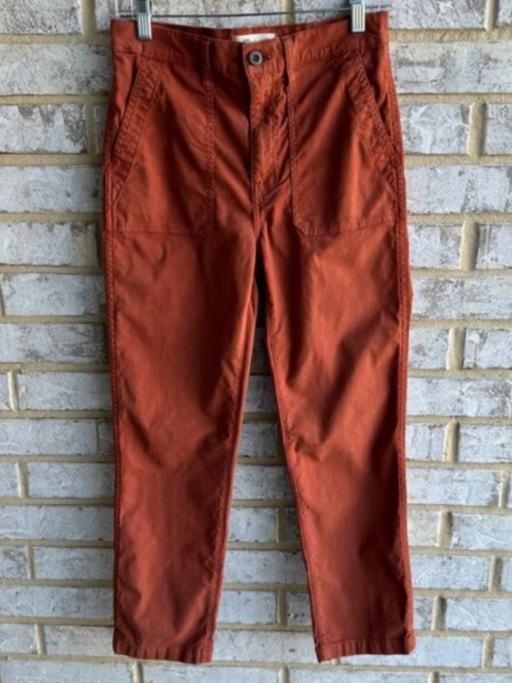 Madewell Stovepipe Fatigue Utility Stretch Cotton Blend Burnt Mahogany Size 30